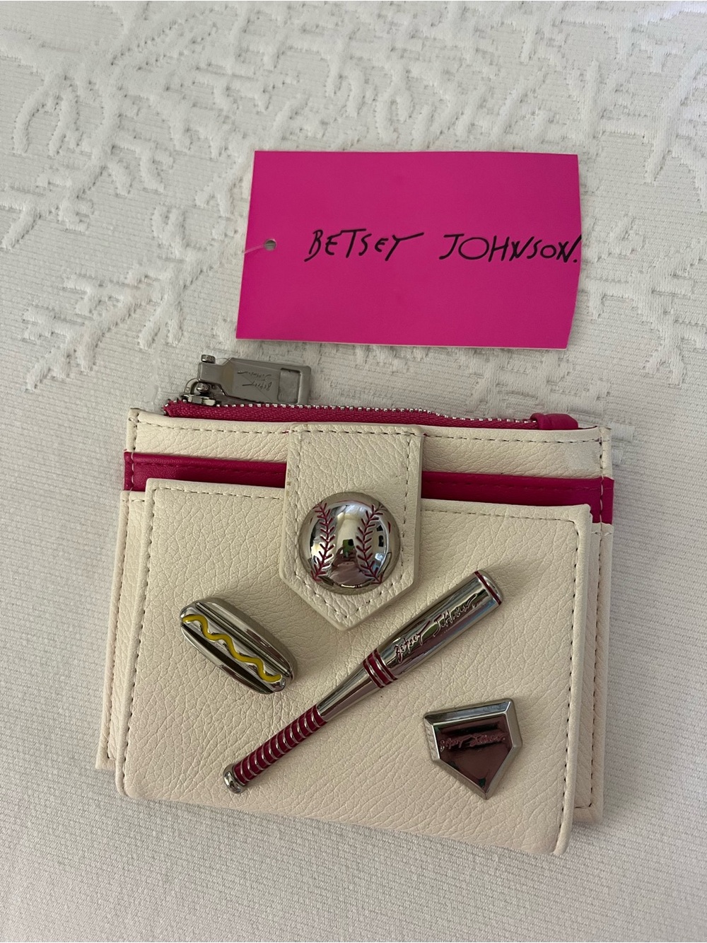 Betsey Johnson Baseball Themed Women's Bifold Wallet - Picture 2 of 5